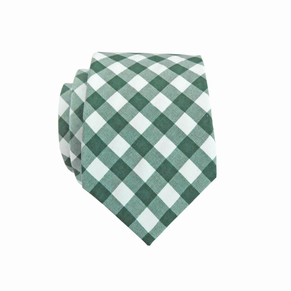 Green & White Plaid Tie