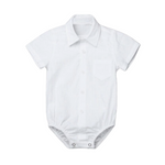 Load image into Gallery viewer, White Collared dress onesie for baby. Button up onesie
