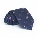 Load image into Gallery viewer, Navy blue necktie with small horse pattern, elegant men's accessory, ideal for matching outfits
