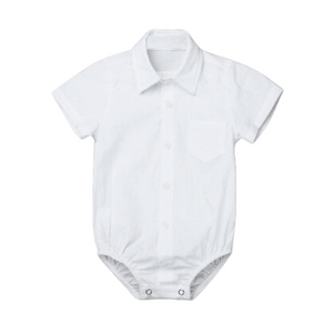 White Collared dress onesie for baby. Button up onesie