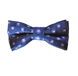 Blue w/ Purple Squares Matching Bow Tie