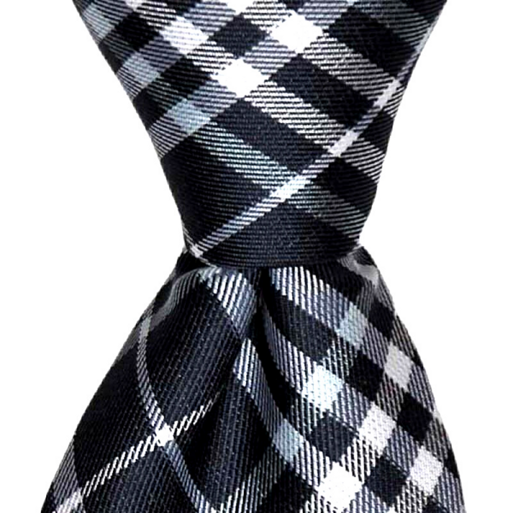 Fashionable Charcoal White & Mint Plaid tie. Matching ties for all sizes