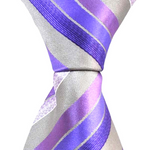 Load image into Gallery viewer, Grey Pink &amp; Purple Stripe Ties. Matching Ties for all sizes My favorite pal
