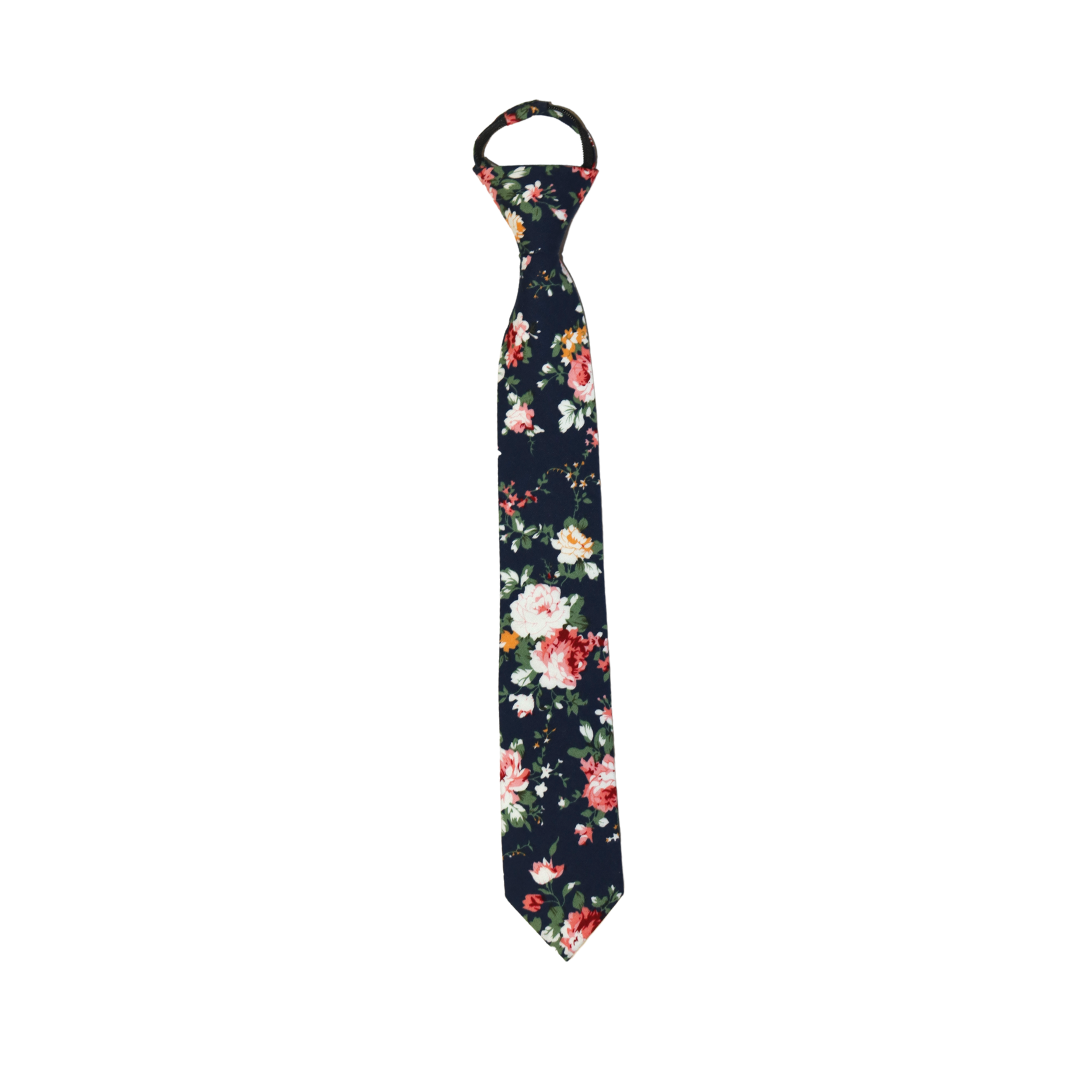 Navy Floral Tie, Navy Floral pink