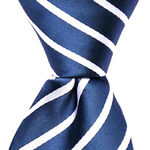 Load image into Gallery viewer, Father and son Matching Navy w/ White Stripe Tie. Neckties in all sizes
