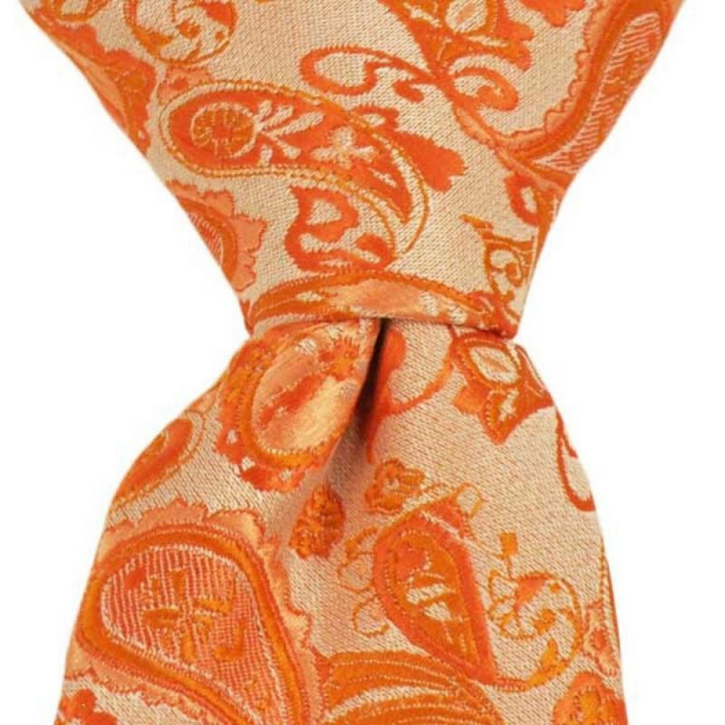 Orange Paisley Ties. Matching Father and son Ties and neckties in all sizes. Bowties and large ties.