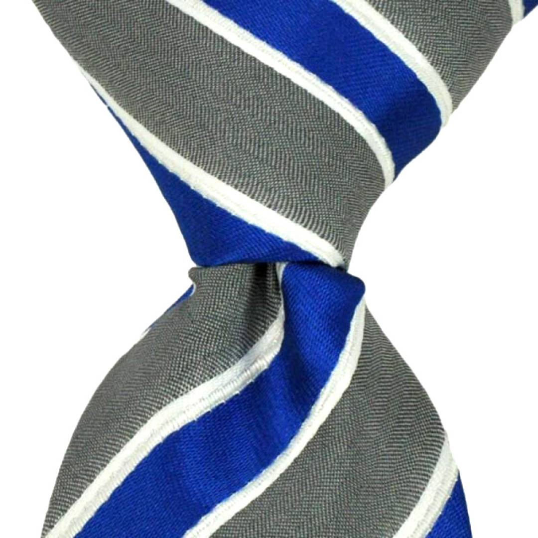 Blue & Grey Stripe Tie. Neckties for all sizes