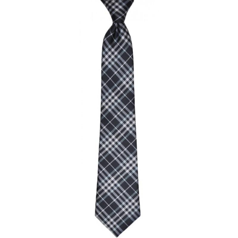Large Charcoal White & Mint Plaid Tie