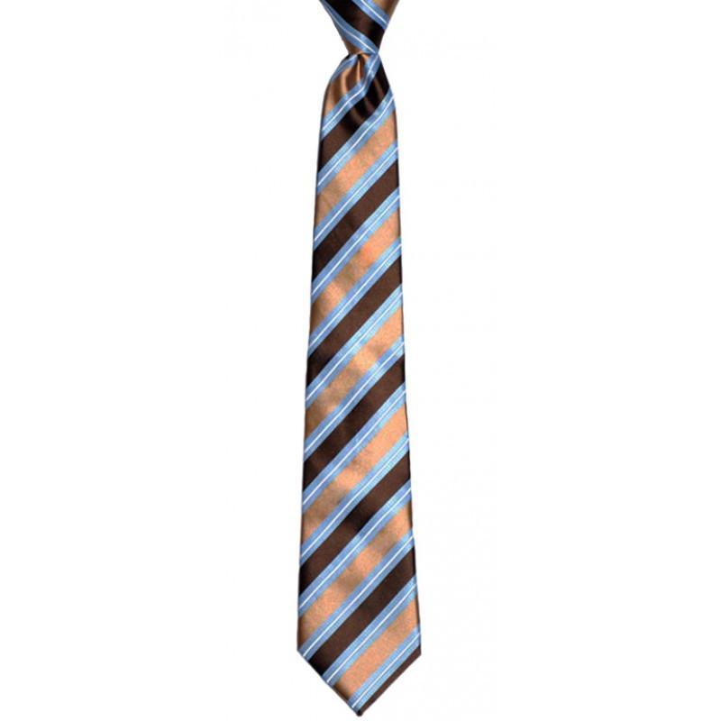 Adult blue and brown Stripe ties for all sizes. Ties are in all sizes and shapes for infant all the way up to XL adult.