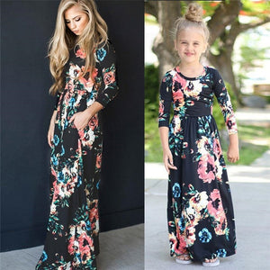 Mom and Daughter Matching Modern Floral Dress
