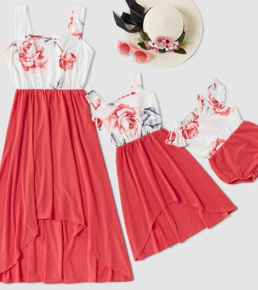 Mom and Daughter Matching Rose Dress