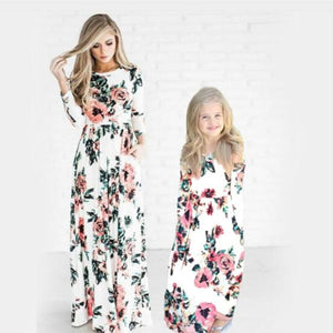 Mom and Daughter Matching Modern Floral Dress